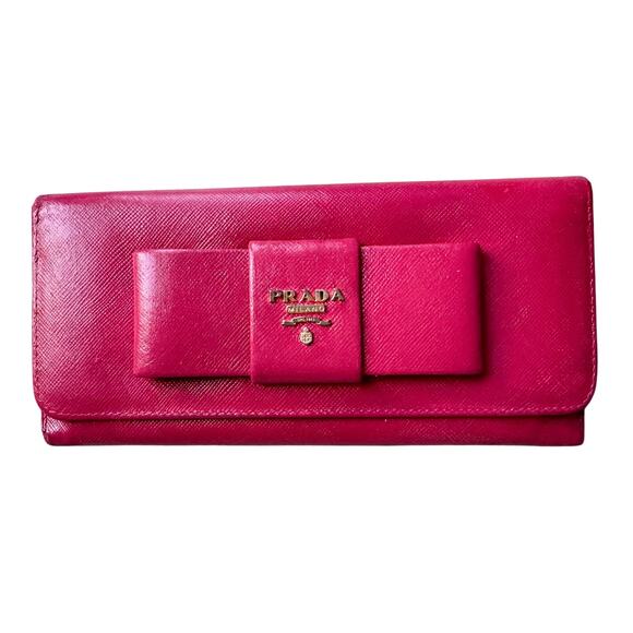 PRADA Milano Fiocco Ribbon Saffiano Leather Long Wallet - Picture 1 of 11